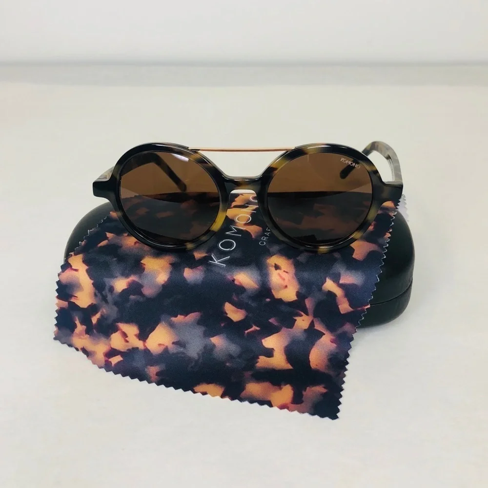 KOMONO Vivien Tortoise Demi Sunglasses NEW round brown gold UV400 - Picture 4 of 11